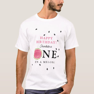 Eine in Melon Watermelon Sommer Geburtstags-Vater T-Shirt