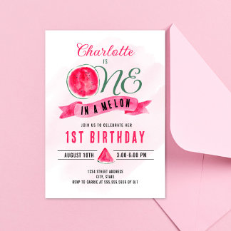 Eine in Melon Watermelon zum Geburtstag Einladung