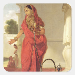 Eine indische Tänzerin mit einer Huka, 1772 (Öl Quadratischer Aufkleber