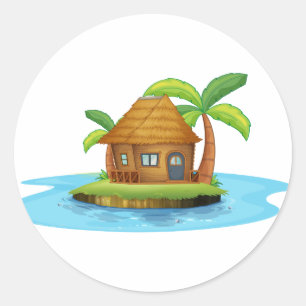 Eine Insel mit einer kleinen Nipahütte Runder Aufkleber