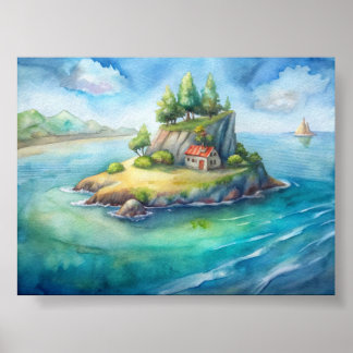 eine Insel mitten im Meer Poster