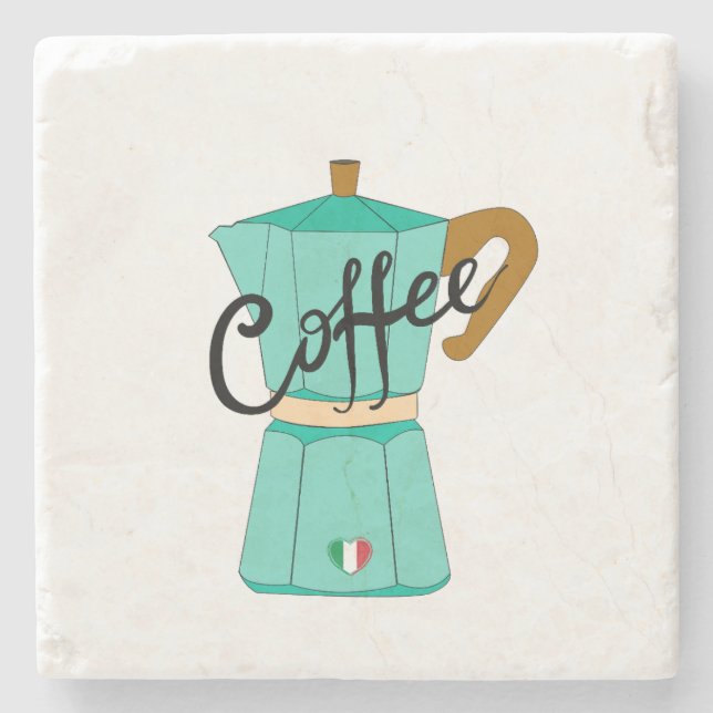 Eine italienische Kaffeestoviglie Moka Steinuntersetzer (Vorderseite)