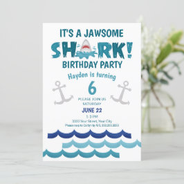 Eine Jawsome Shark Birthday Party Einladung