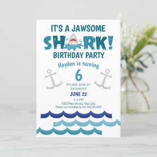 Eine Jawsome Shark Birthday Party Einladung
