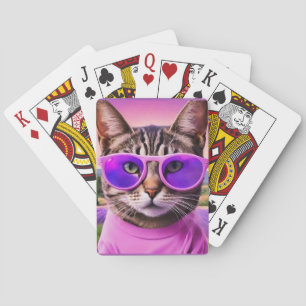 Eine jazzige Katze auf dem Lavendelplatz Spielkarten