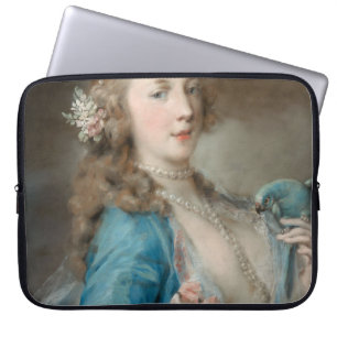 Eine junge Dame mit einem Papagei (von Rosalba Car Laptopschutzhülle