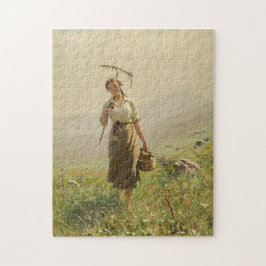 Eine junge Frau auf der Wiese von Hans Dahl