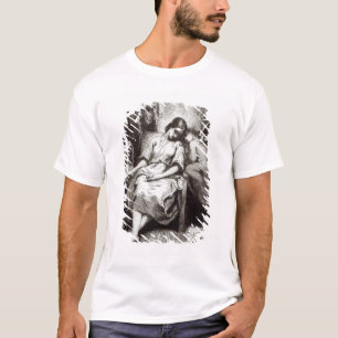Eine junge Frau, die mit einem Engel döst T-Shirt