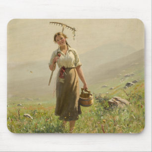 Eine junge Frau in der Wiese durch Hans Dahl Mousepad