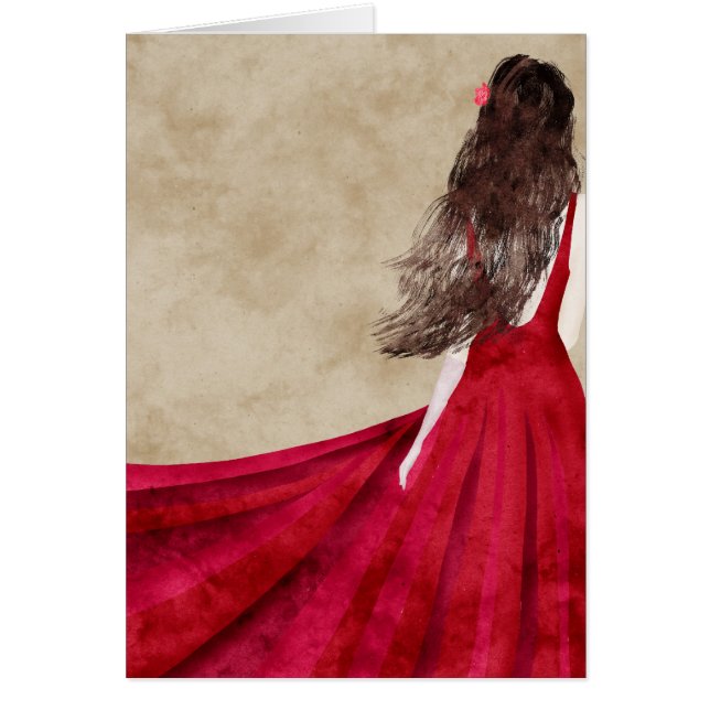 eine junge Frau mit langer Karte des dunklen (Vorne)