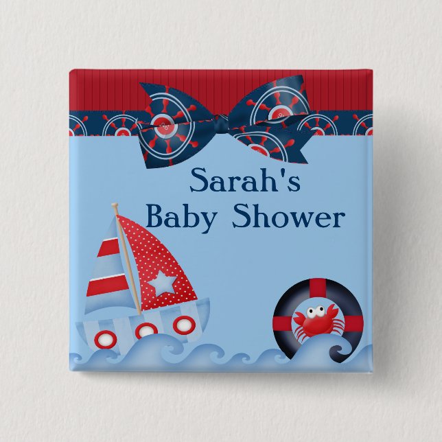 Eine Jungen-Seeleben-Babyparty Button (Vorderseite)