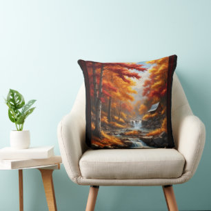 Eine Kabine im Herbst Holz AI Konzept Kunst von Xz Kissen