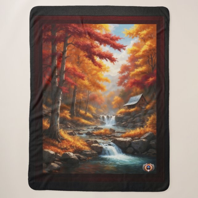 Eine Kabine im Herbst Holz AI Konzept Kunst von Xz Sherpadecke (Vorderseite)
