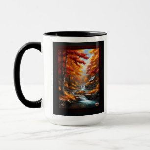 Eine Kabine im Herbst Holz AI Konzept Kunst von Xz Tasse