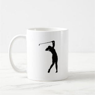 Eine Kaffeetasse mit einem Golf-Silhouettendesign,