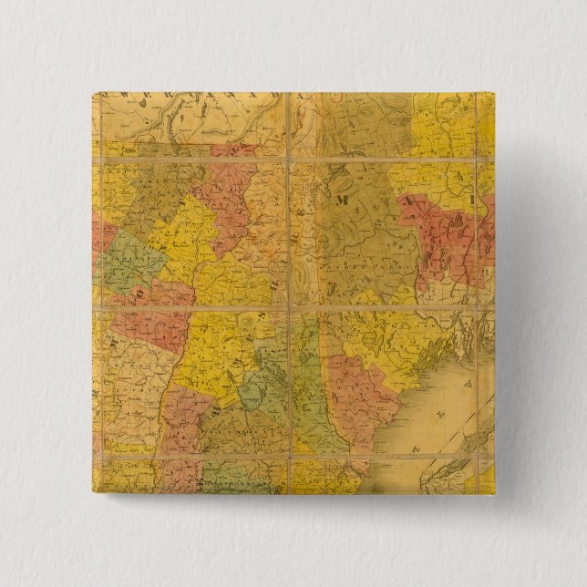 Eine Karte der Staaten in New England Button (Vorderseite)