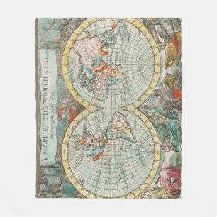Eine Karte der Welt Fleecedecke