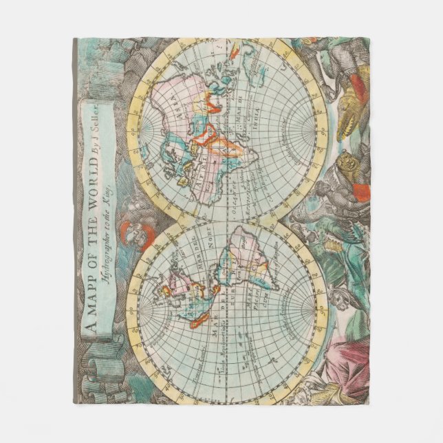 Eine Karte der Welt Fleecedecke (Vorderseite)