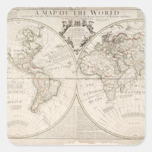 Eine Karte der Welt Quadratischer Aufkleber