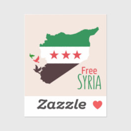 Eine Karte Syriens mit der "Revolution Flag" Aufkleber