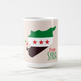 Eine Karte Syriens mit der "Revolution Flag" Kaffeetasse