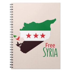 Eine Karte Syriens mit der "Revolution Flag" Notizblock