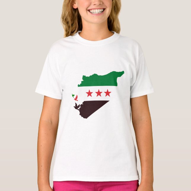 Eine Karte Syriens mit der "Revolution Flag" T-Shirt (Vorderseite)