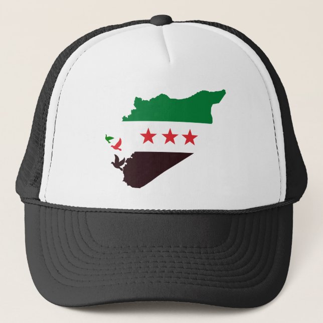 Eine Karte Syriens mit der "Revolution Flag" Truckerkappe (Vorderseite)