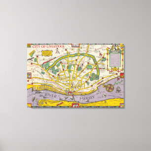 Eine Karte von Merseyside, Liverpool 2 Leinwanddruck