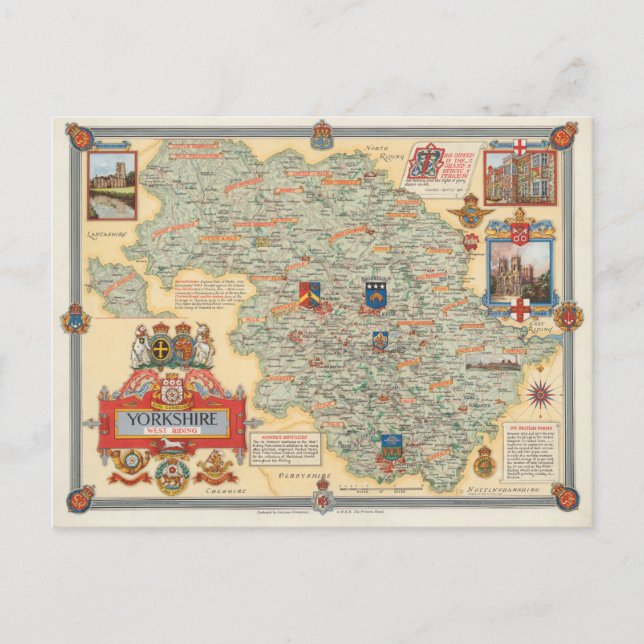 Eine Karte von Yorkshire: West Riding (Vorderseite)
