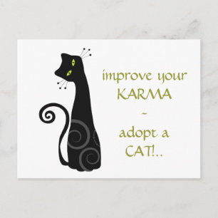 Eine Katze adoptiert Postkarte