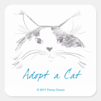 Eine Katze adoptiert Quadratischer Aufkleber