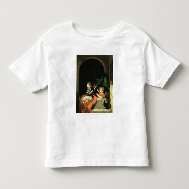 Eine Katze beobachtet zwei Jungs Kleinkind T-shirt (Vorderseite)