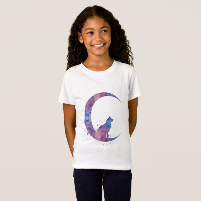 Eine Katze, die auf dem Mond sitzt T-Shirt (Vorne ganz)
