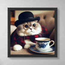 Eine Katze, die ein Monokel trägt