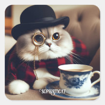 Eine Katze, die ein Monokel trägt