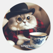 Eine Katze, die ein Monokel trägt