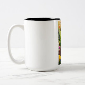 Eine Katze im Garten Zweifarbige Tasse