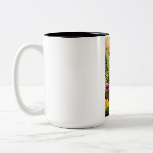 Eine Katze im Garten Zweifarbige Tasse (Links)