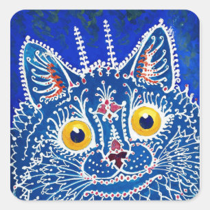Eine Katze im gotischen Stil von Louis Wain Quadratischer Aufkleber