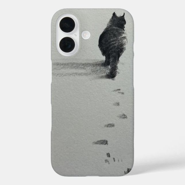 eine Katze im Schnee 3 iPhone 16 Hülle (Rückseite)