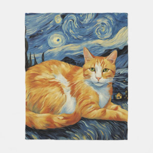 Eine Katze in der frühen Nacht Fleecedecke