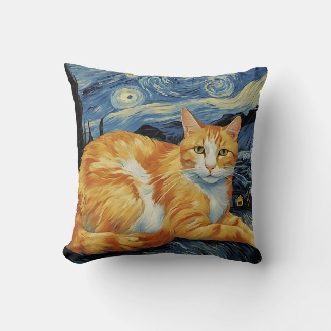 Eine Katze in der frühen Nacht Kissen (Vorderseite)