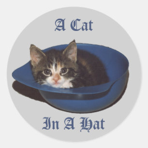 Eine Katze in einem Hut-Aufkleber Runder Aufkleber