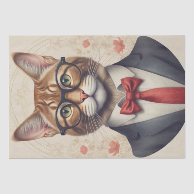 Eine Katze in spektakulärem Dekoupage Papier (Vorderseite)