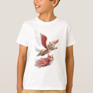 Eine Katze mit Flügeln, die wie ein Vogel fliegen. T-Shirt