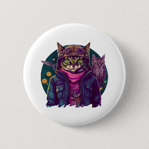 Eine Katze und eine Eule Button