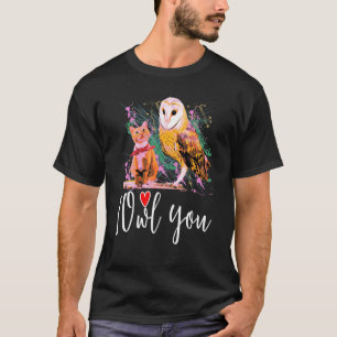 Eine Katze und eine Eule Lustiger Tierbesitzer Süß T-Shirt