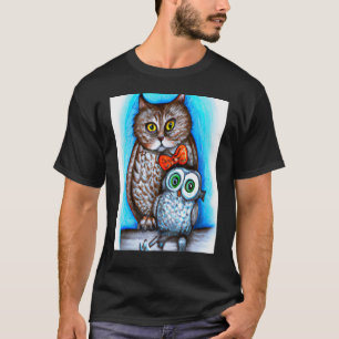 Eine Katze und eine Schale gemischter Kunst T-Shirt