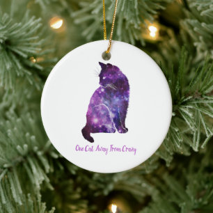 Eine Katze weg vom verrückten, Cat Person Spaß Keramik Ornament